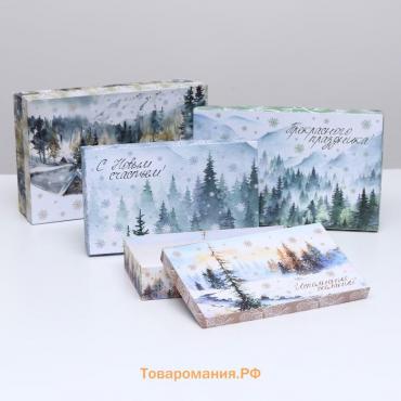 Набор подарочных новогодних коробок 4 в 1 «Зимние чудеса», 30×20×8 - 24×14×5 см