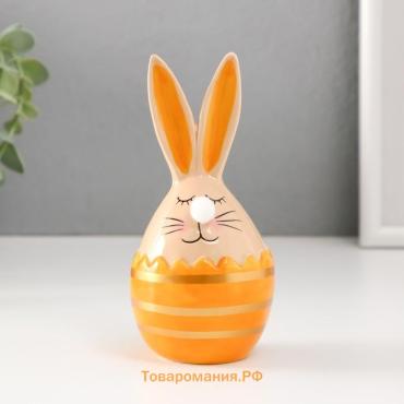 Фигурка керамика «Кролик в яйце с полосками», бежево-жёлтый, 6.6×6.5×14.3 см