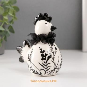 Фигурка керамика «Цыплёнок. Разнотравье», бело-чёрный, 10×6.6×11.6 см
