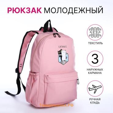 Рюкзак школьный Catanic на молнии, с карманами, розовый