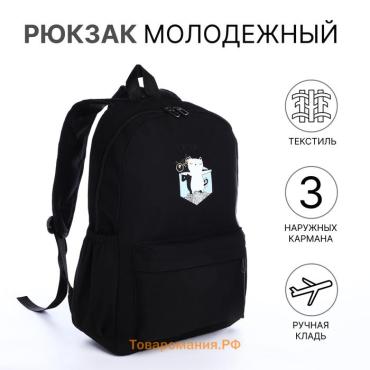 Рюкзак школьный Catanic на молнии, с карманами, чёрный