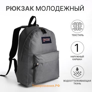 Рюкзак школьный Eternia на молнии, с карманом, серый