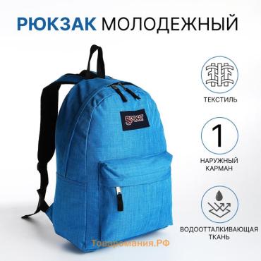 Рюкзак школьный Eternia на молнии, с карманом, голубой