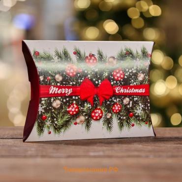 Коробка складная, подарочная новогодняя Merry christmas 11×8×2 см