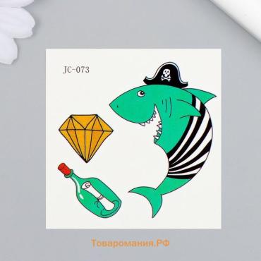 Переводные тату на тело цветные «Акула-пират», 6×6 см