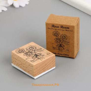 Печать дерево, резина "Письмо с маргаритками" 5х4х2,5 см